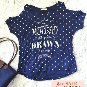 Blue Sleeveless Cotton Polka Dot Tee
